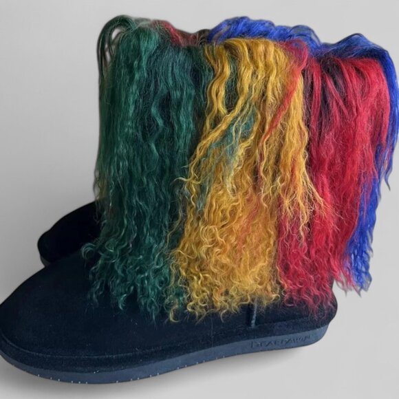 Bearpaw Boo Rasta Shearling Wool Lined Curly Lamb Fur Mongolian Sherpa Boots 9 - Picture 3 of 9
